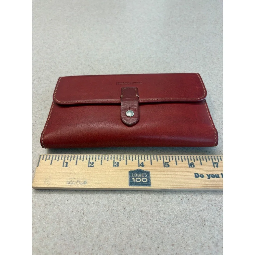 Vintage Dooney & Bourke Florentine Red Leather Checkbook Wallet Organizer